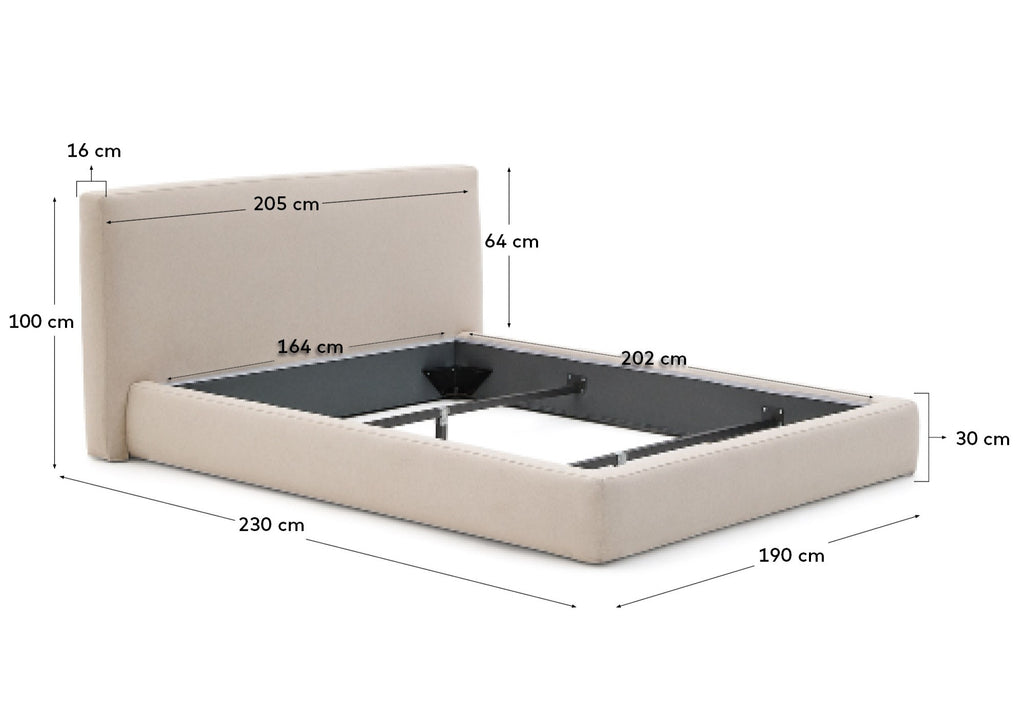 Beige Blok bed with removable covers for 160 x 200 cm mattress FSC Mix Credit