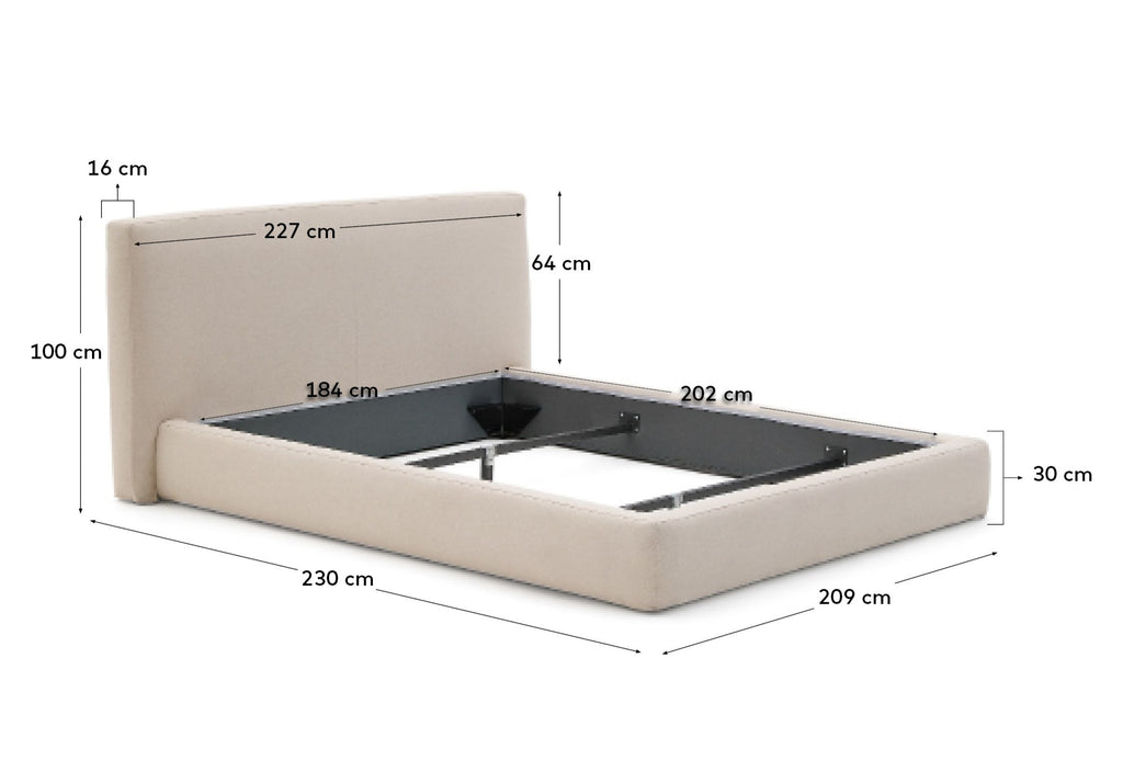 Beige Blok bed with removable covers for 180 x 200 cm mattress FSC Mix Credit