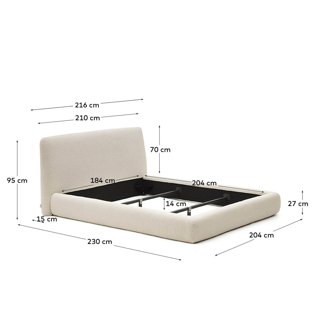 Martina bed with ecru bouclé removable cover for 180 x 200 cm mattress FSC Mix Credit