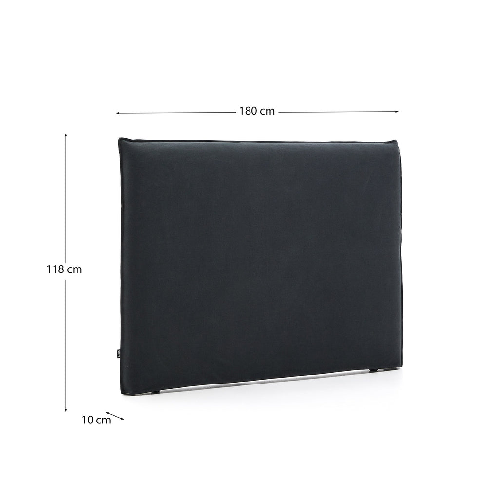 Anthracite grey linen and cotton Jaira headboard with removable cover for a 160 cm FSC Mix Credit bed