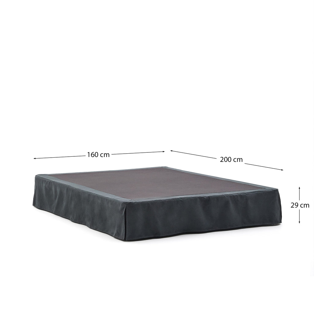 Anthracite grey linen and cotton Jaira base with removable cover for a 160 x 200 cm mattress