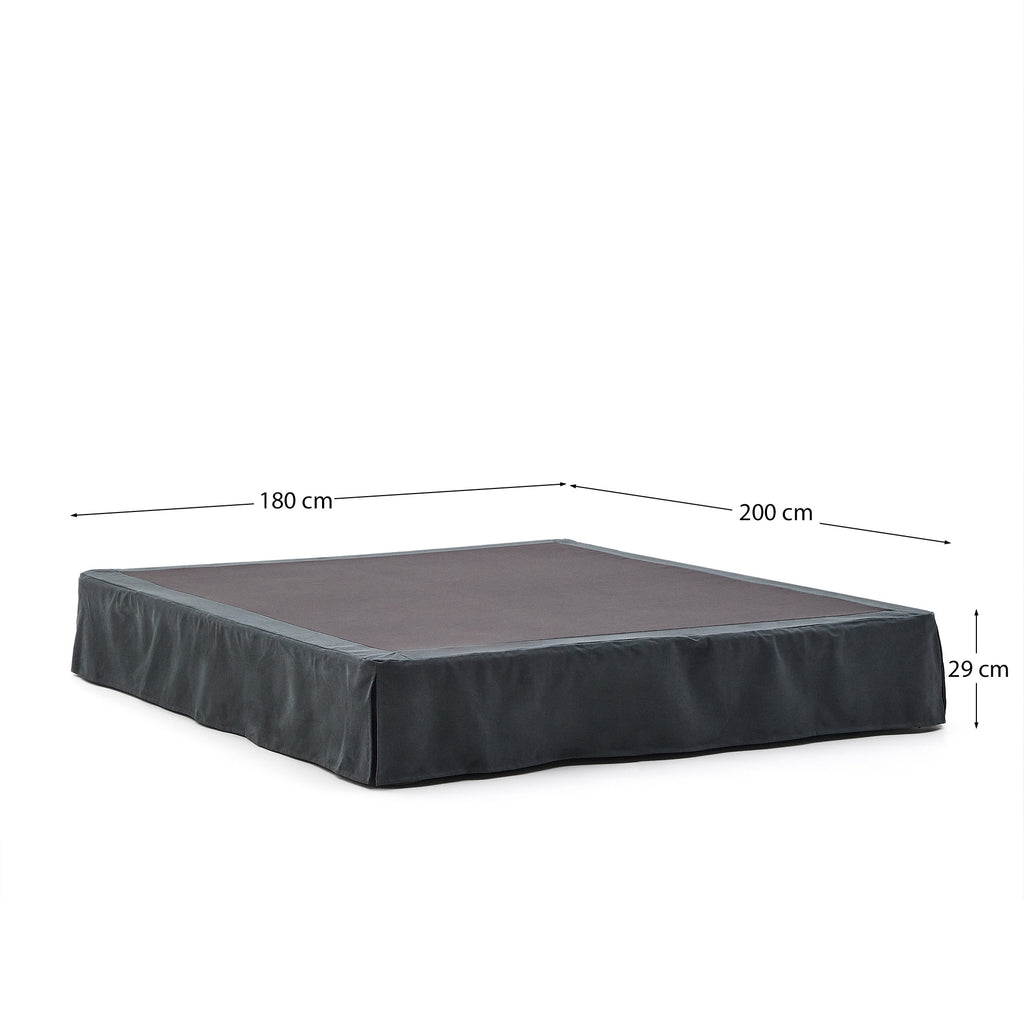 Anthracite grey linen and cotton Jaira base with removable cover for a 180 x 200 cm mattress