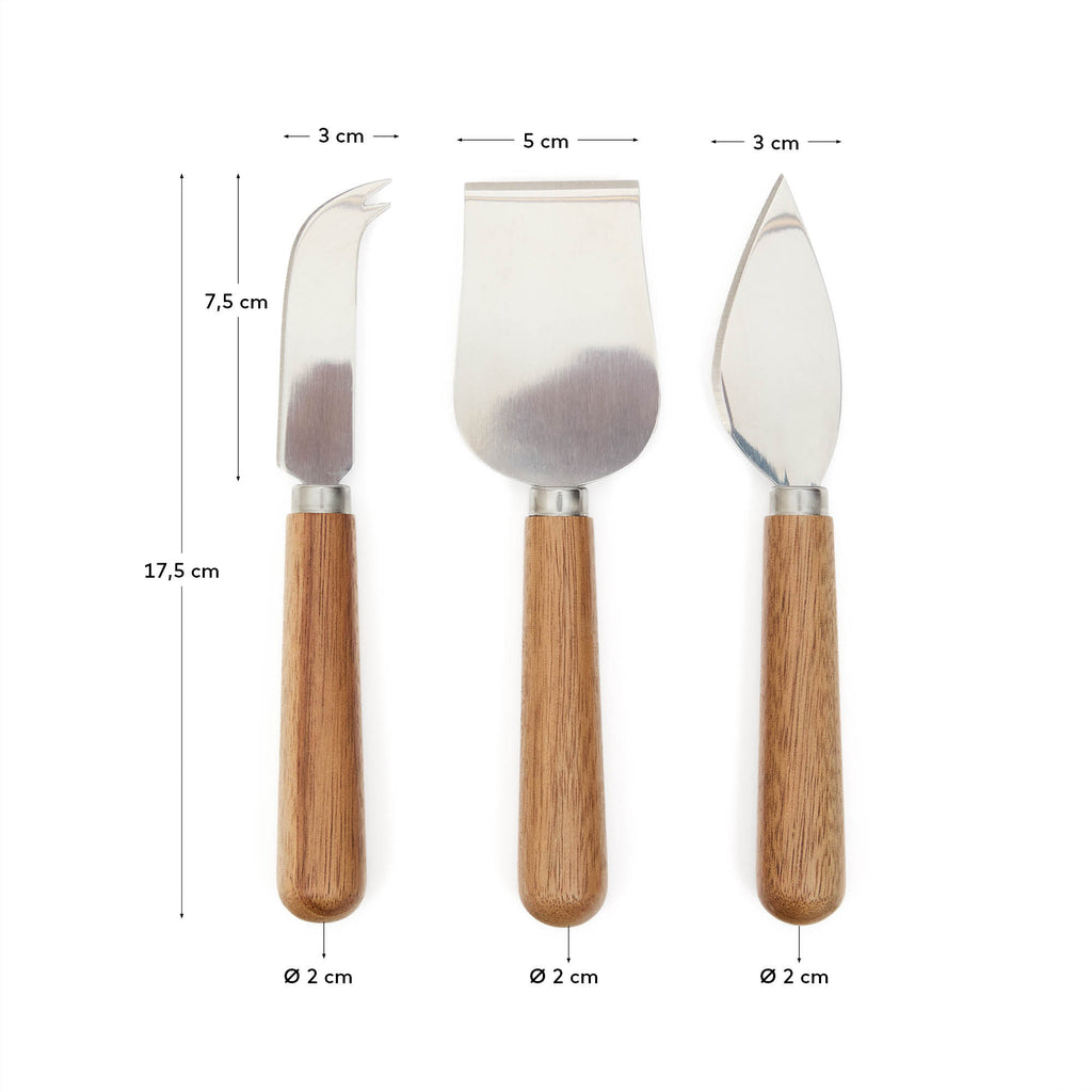 Nukha cheese cutlery set of 3 in FSC 100% acacia wood