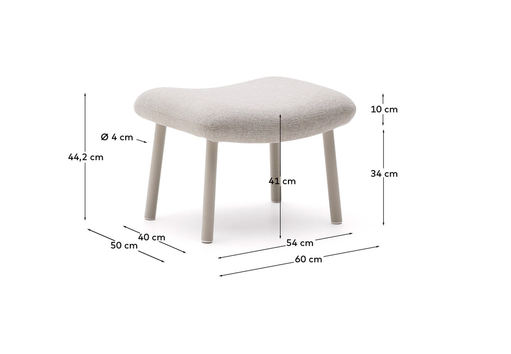 Inari footrest in beige and steel with beige painted finish 60 x 50cm FSC Mix Credit