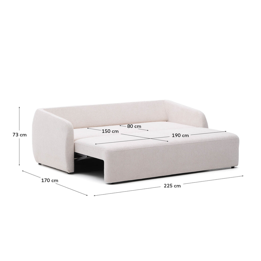 Laira 3-seater sofa bed in ecru chenille 218cm FSC Mix Credit