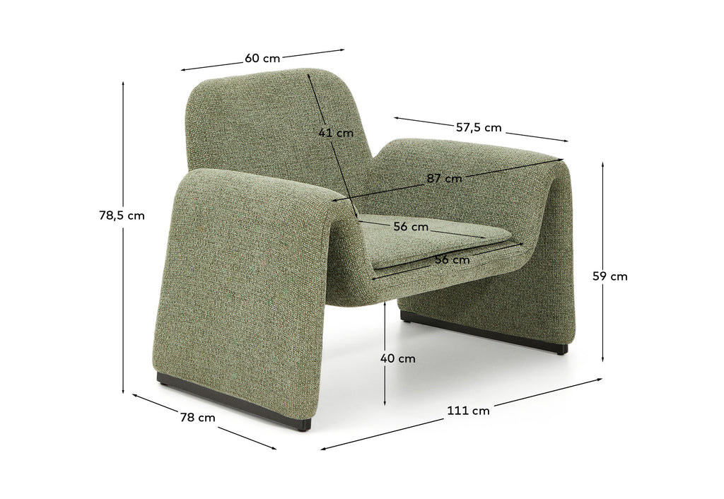Melvia green chenille armchair