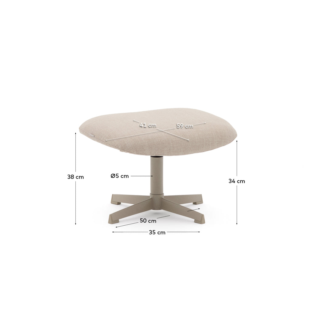 Teryl beige chenille footrest with grey-finished metal, FSC 100%