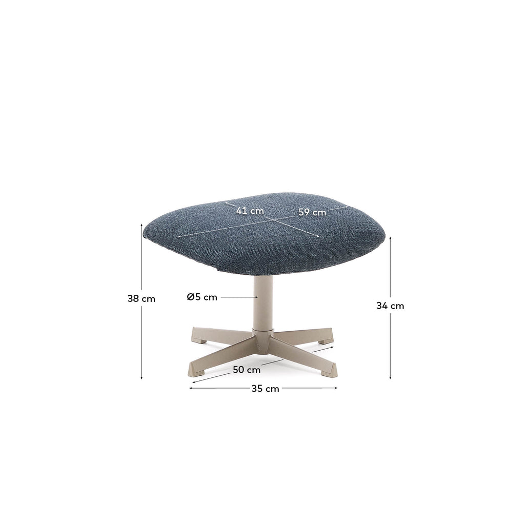 Jaspe blue footrest with grey-finished metal, FSC 100%