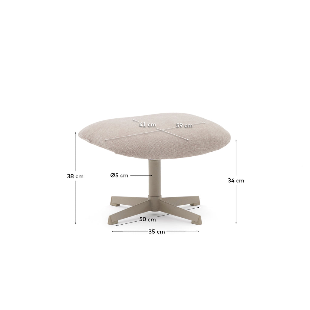 Jaspe beige footrest with grey-finished metal, FSC 100%