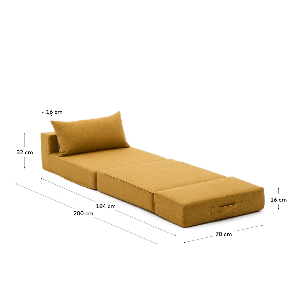 Arty beige, convertible pouffe/bed 70 x 89 (200) cm