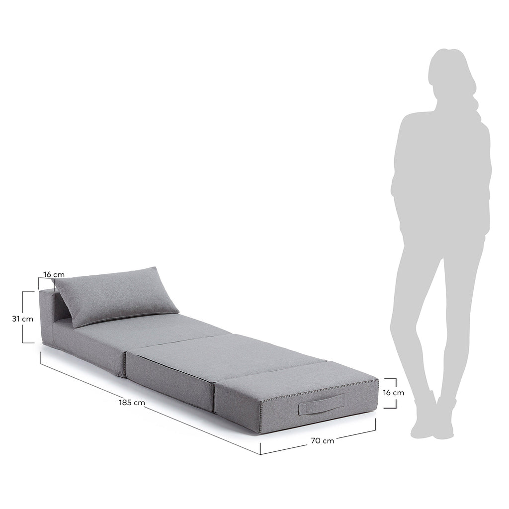 Arty pouffe bed in light grey, 70 x 89 (200) cm