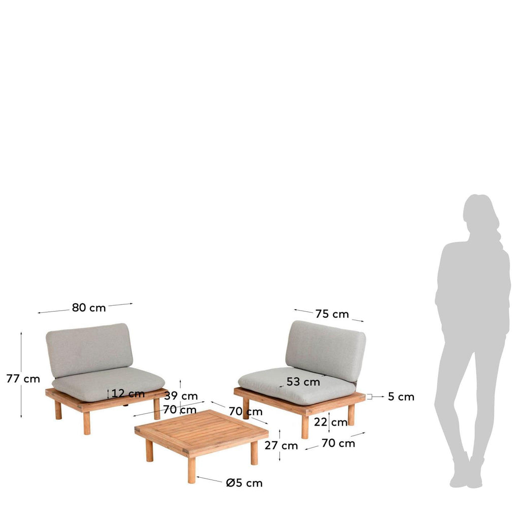Viridis 2 armchairs and 1 table set FSC 100%