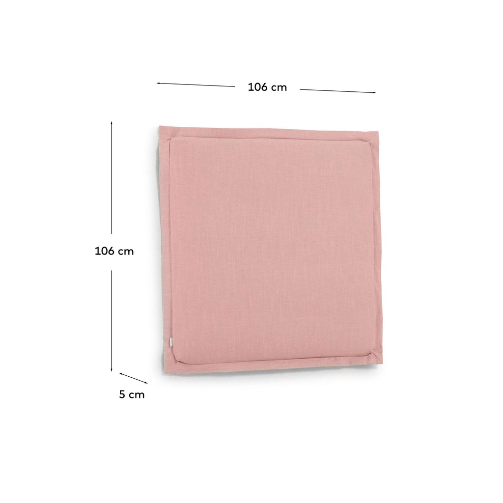 Tanit headboard with pink linen removable cover, for 90 cm beds