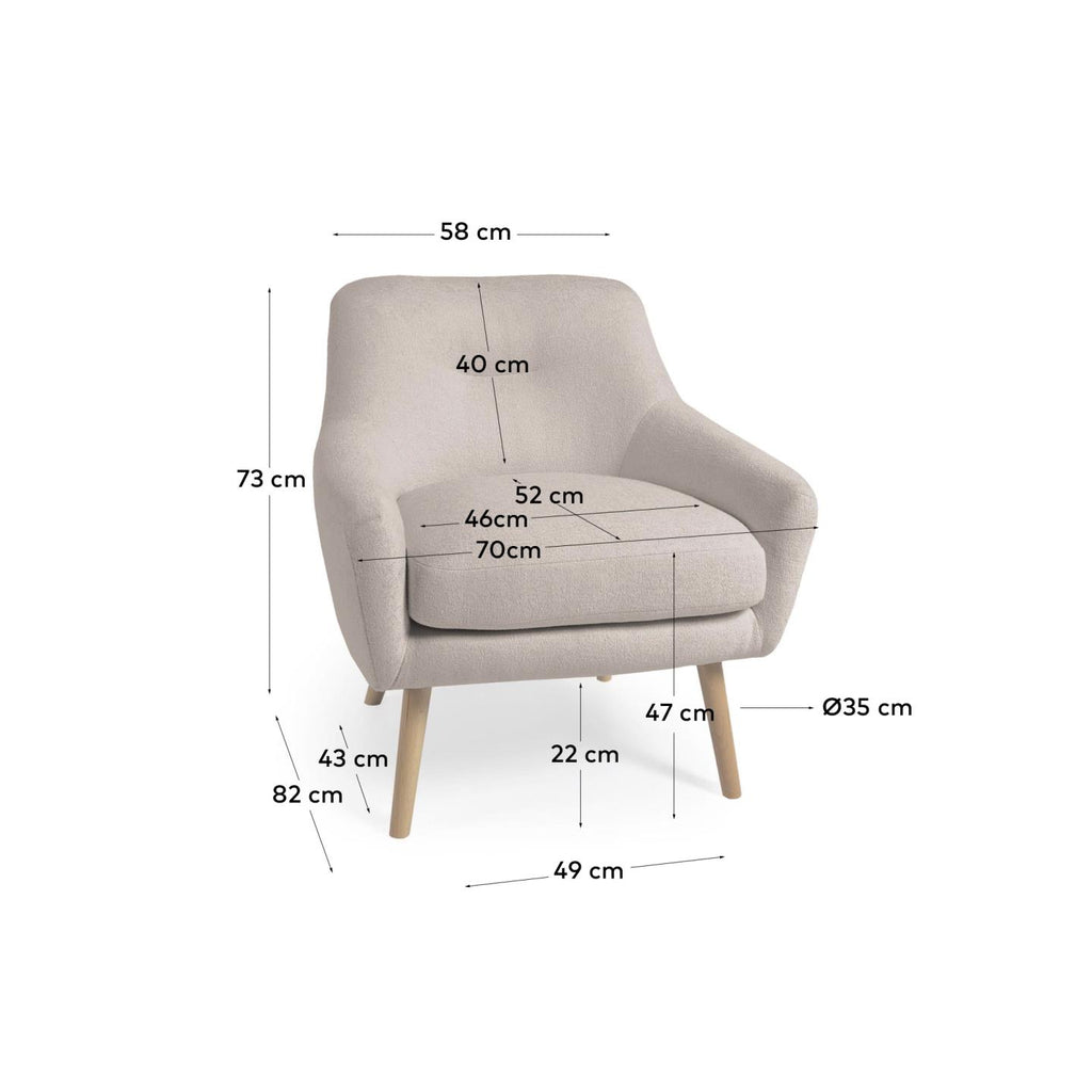 Candela armchair in grey micro bouclé FSC Mix Credit