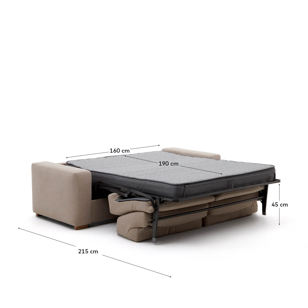 Anley beige 3-seater sofa bed with solid beech wood legs 224cm FSC Mix Credit