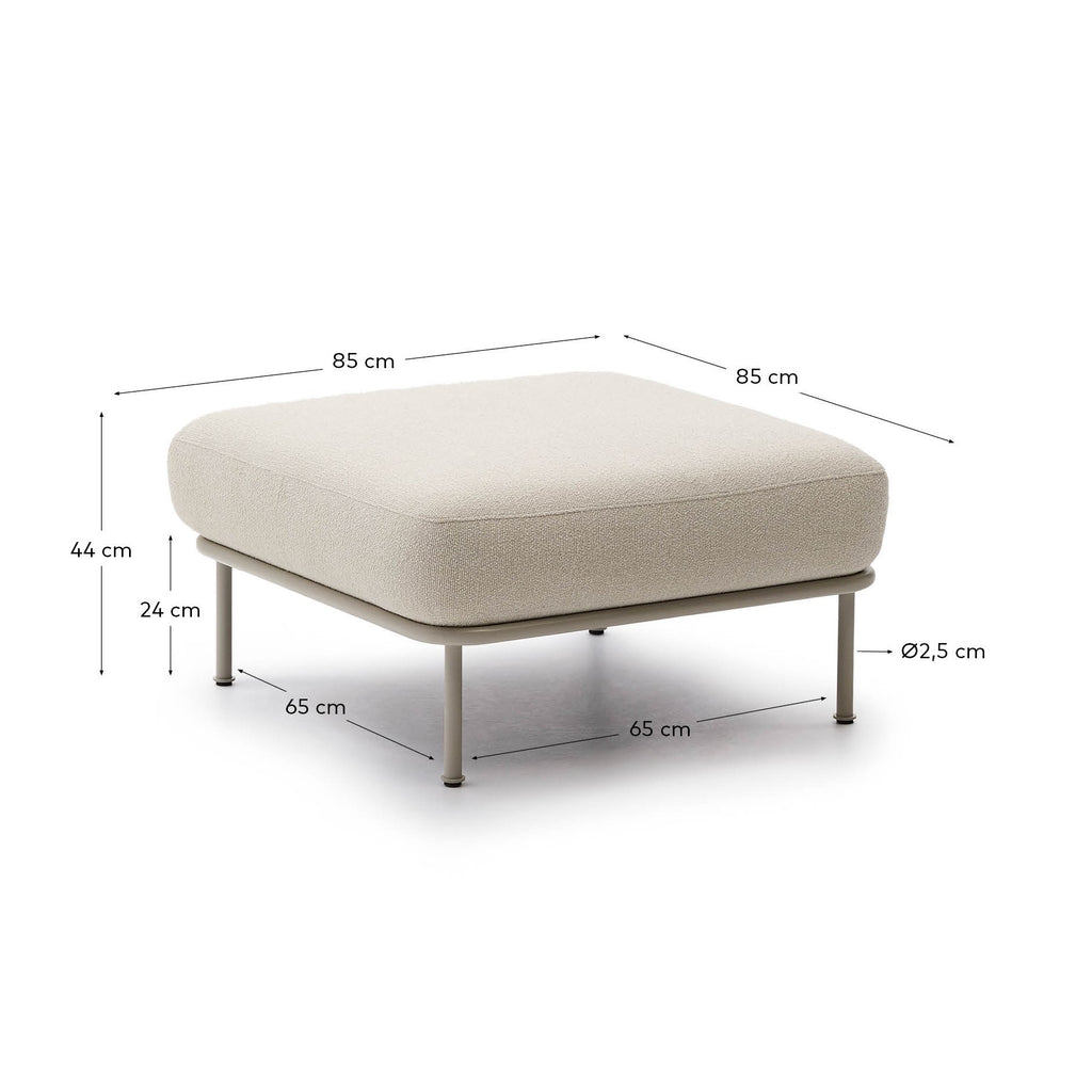 Aurum ecru chenille footrest with matte beige metal base 85 x 85cm FSC Mix Credit