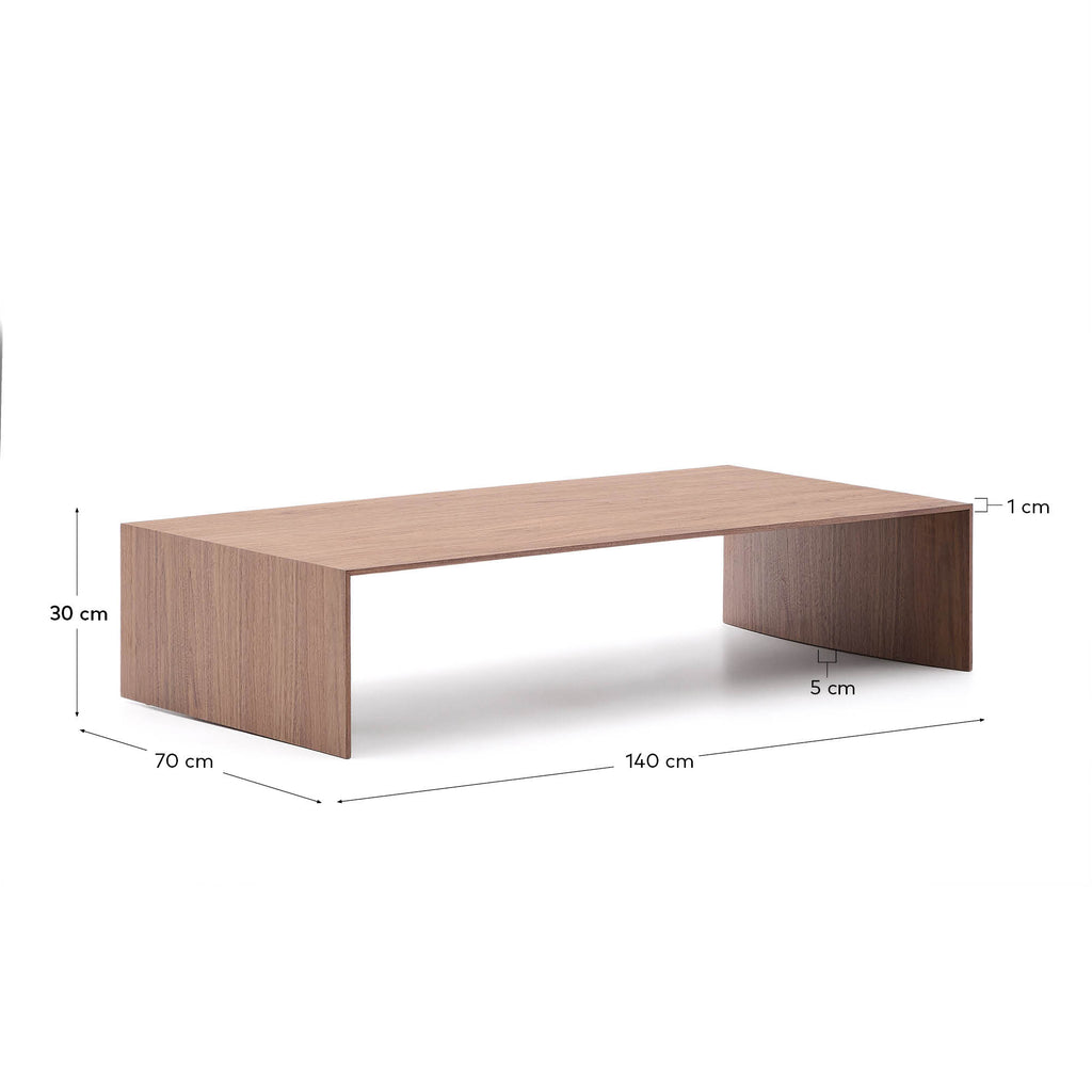 Litto walnut veneer coffee table, 140 x 70 cm
