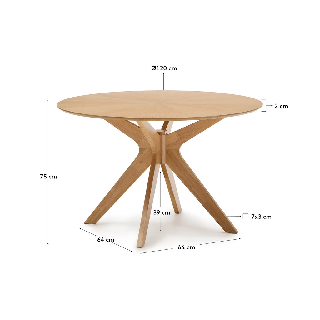 Naanim round table in oak veneer, Ø 120 cm