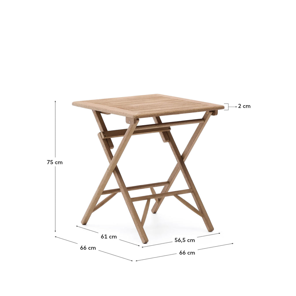 Dandara folding table in FSC 100% solid acacia wood 66 x 66cm