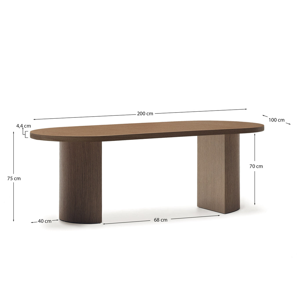 Nealy table with a walnut veneer in a dark finish, 200 x 100 cm