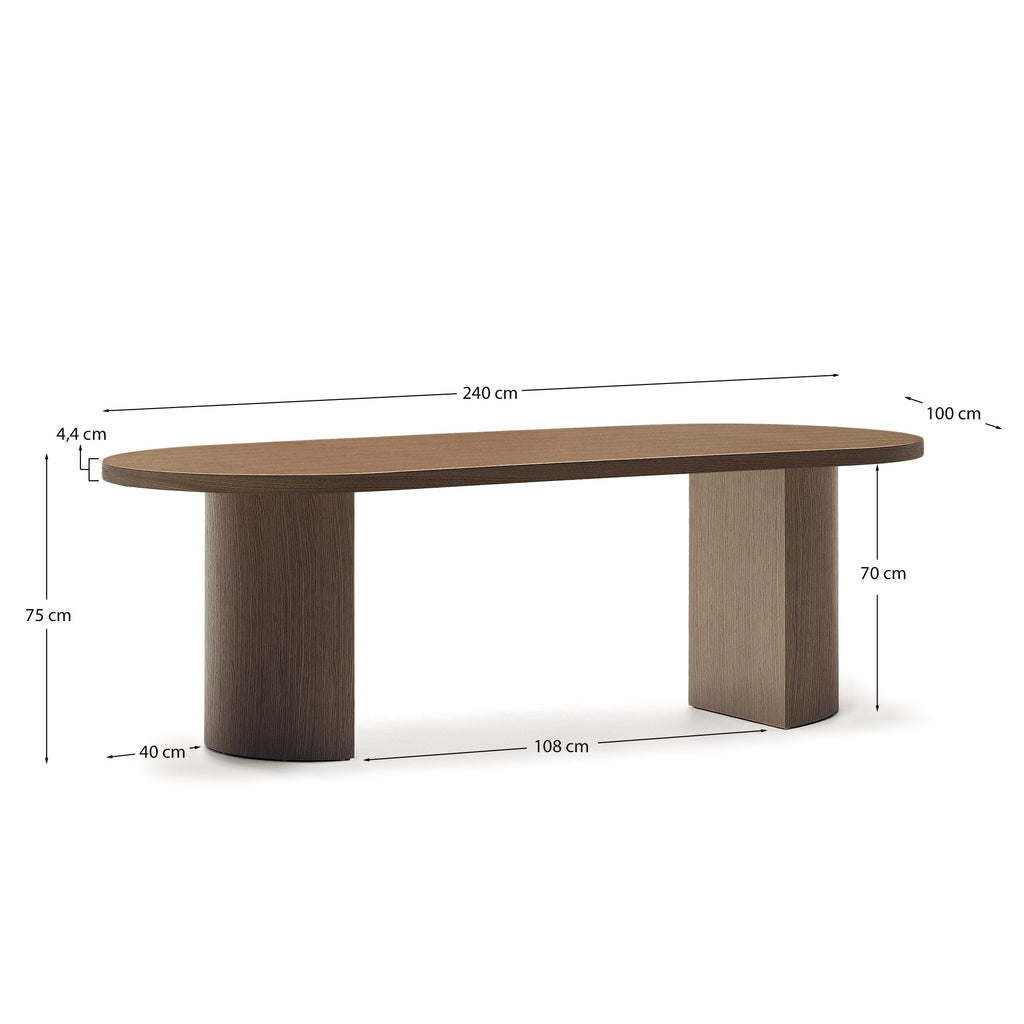 Nealy table with a walnut veneer in a dark finish, 240 x 100 cm