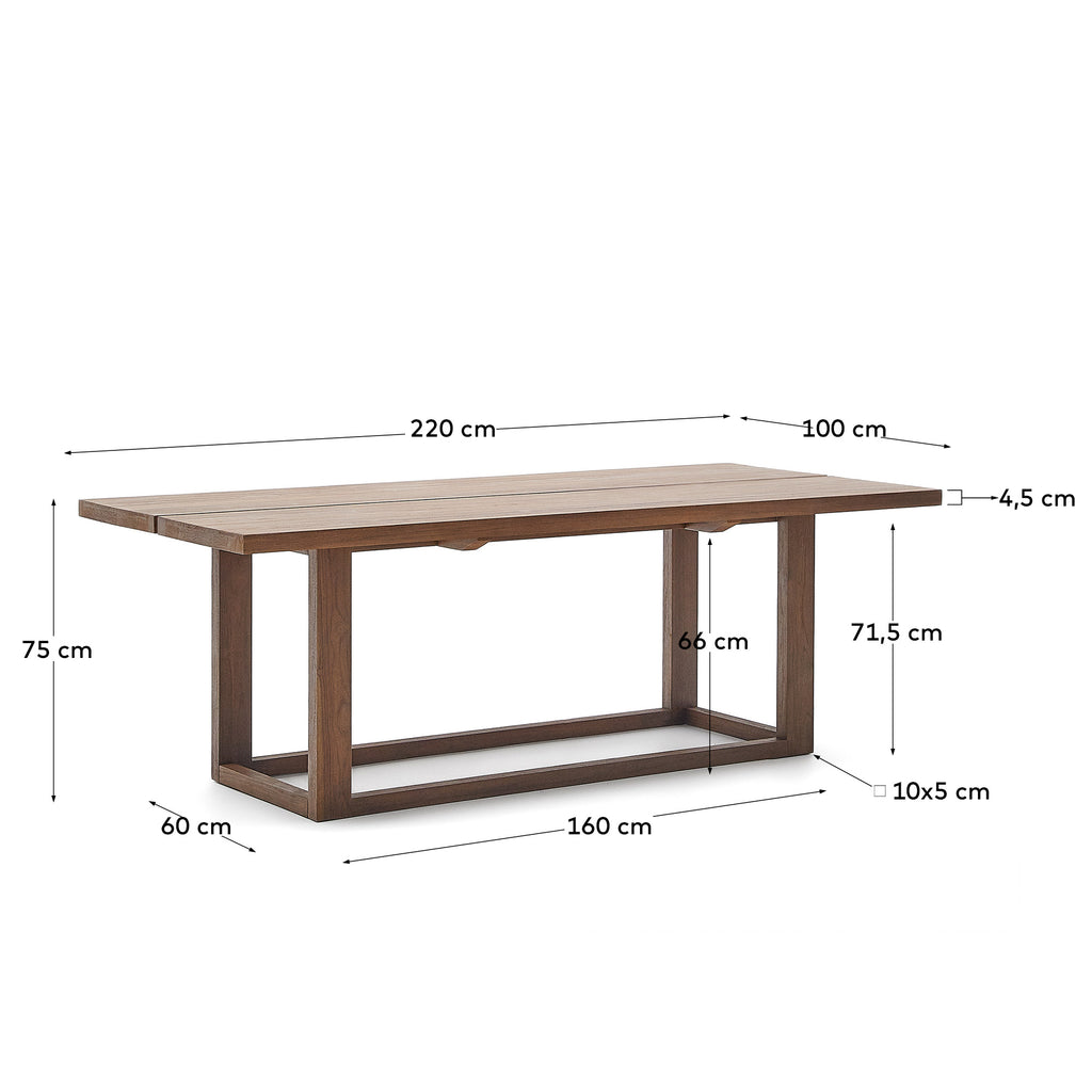 Sashi table made in solid teak wood 220 x 100 cm