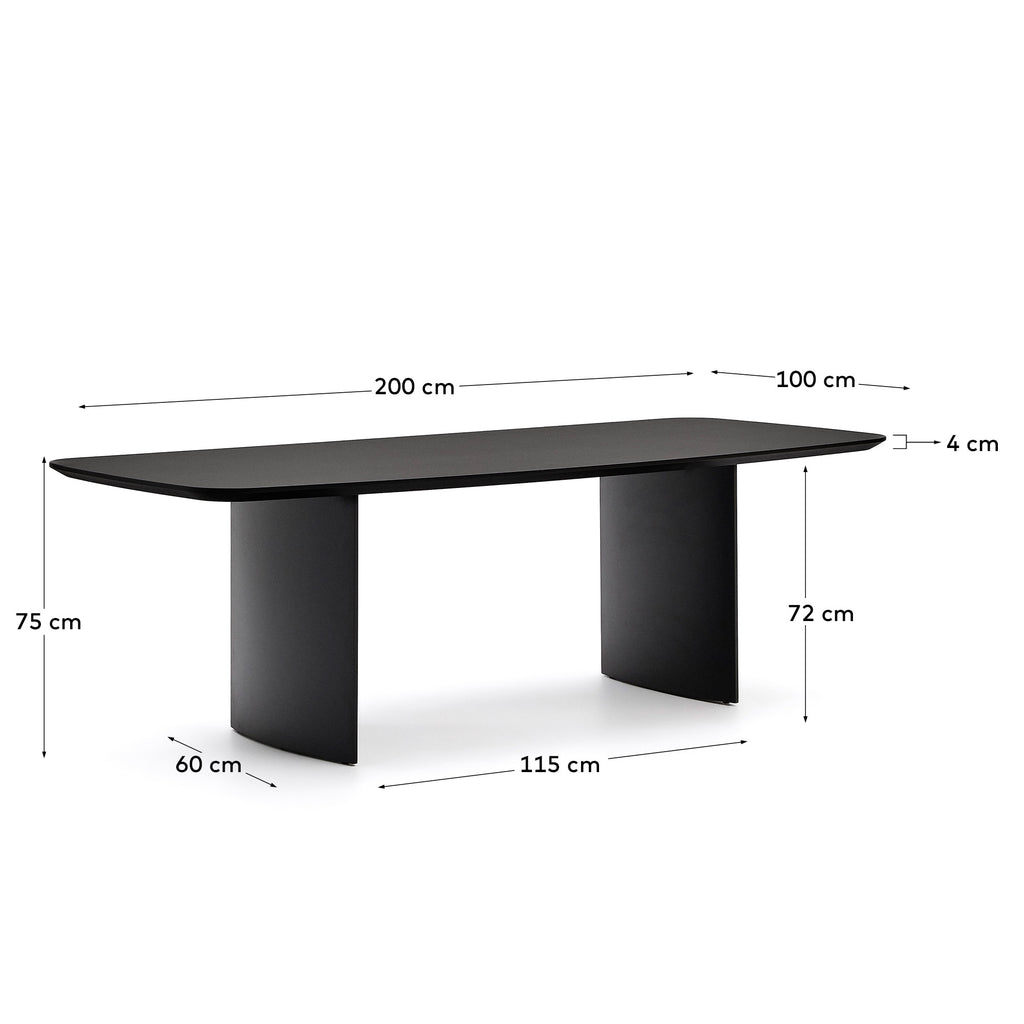 Litto black, lacquered MDF table, 200 x 100 cm