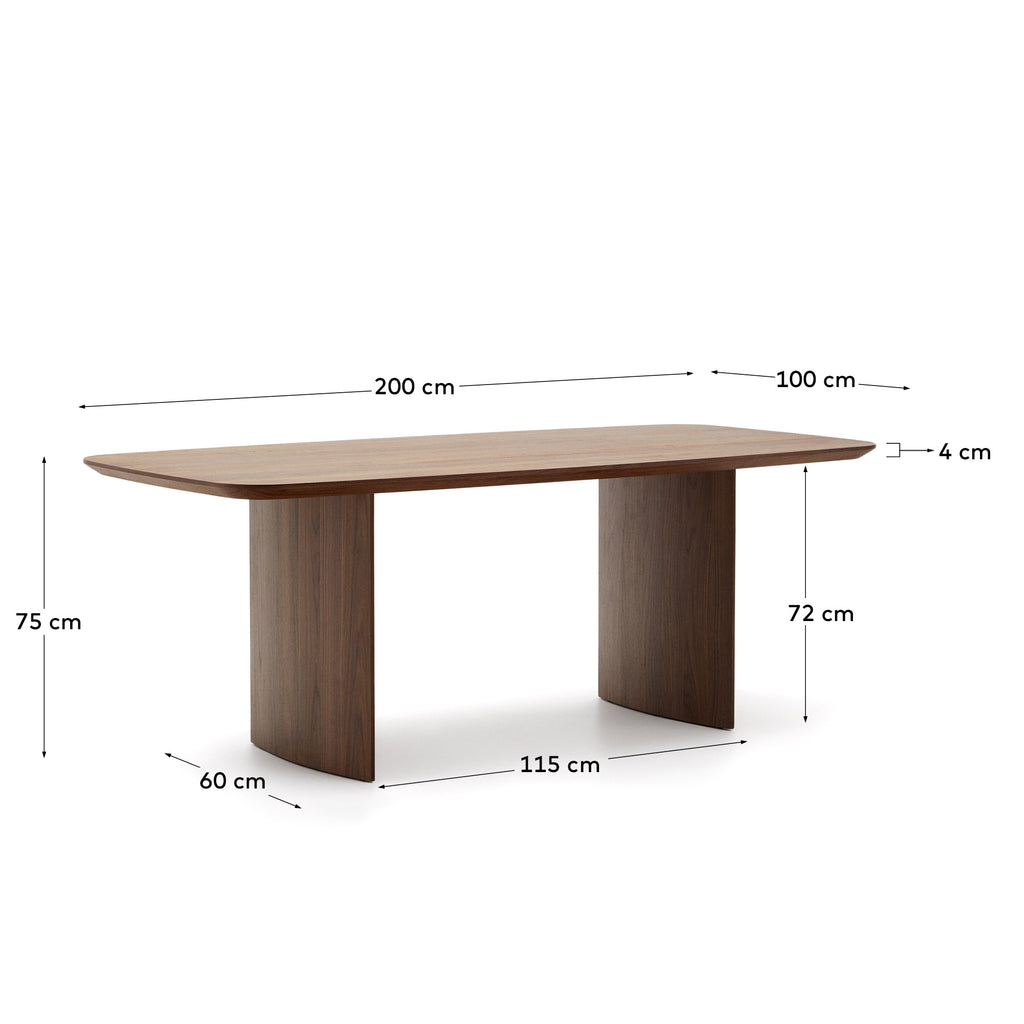 Litto table made from walnut veneer, 200 x 100 cm