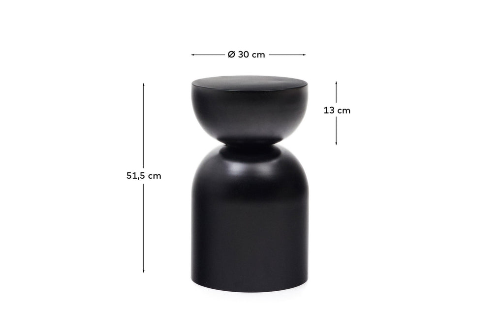 Rachell metal side table with glossy black painted finish Ø 30 cm