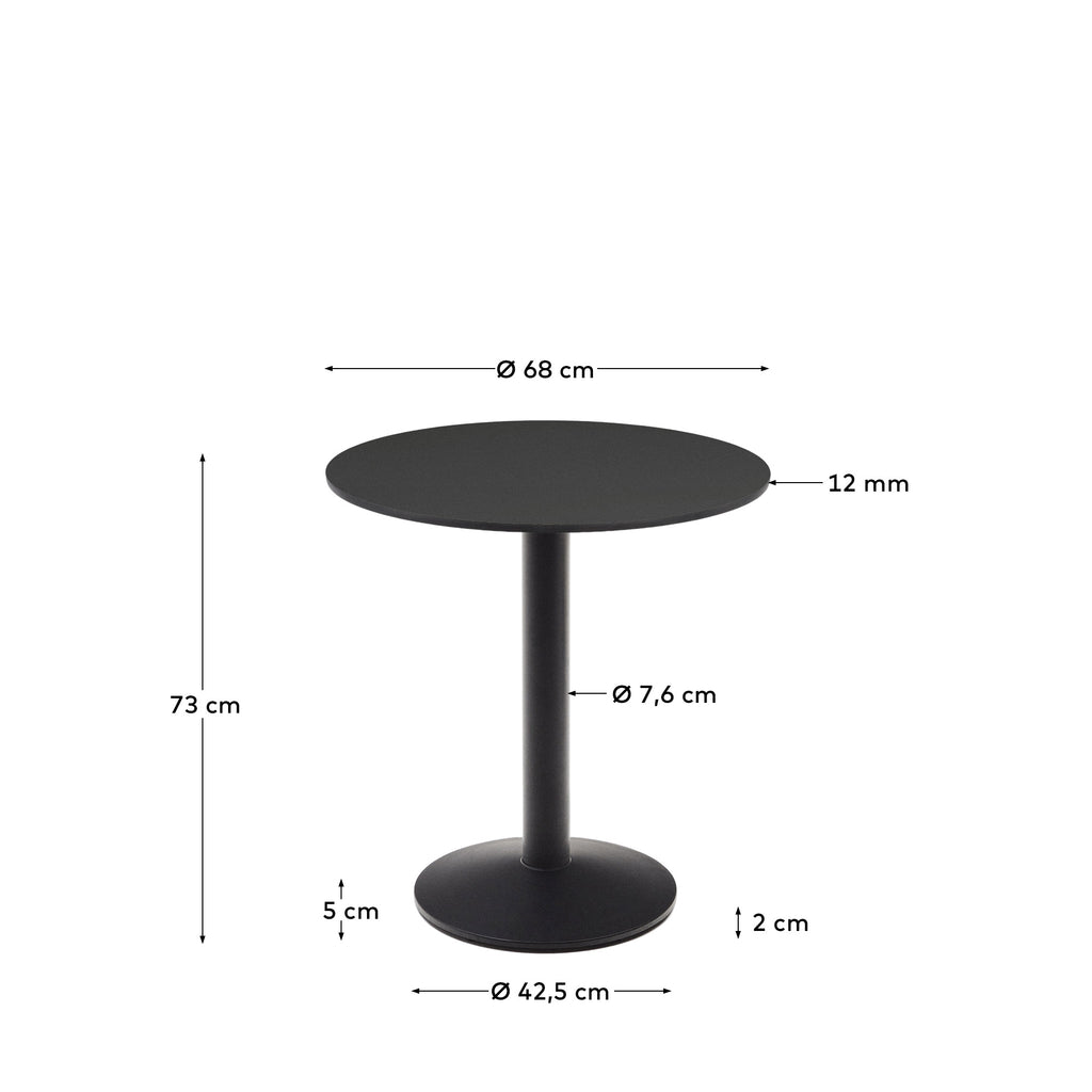 Esilda round outdoor table in black with metal leg in a painted black finish, Ø 70 x 70 cm