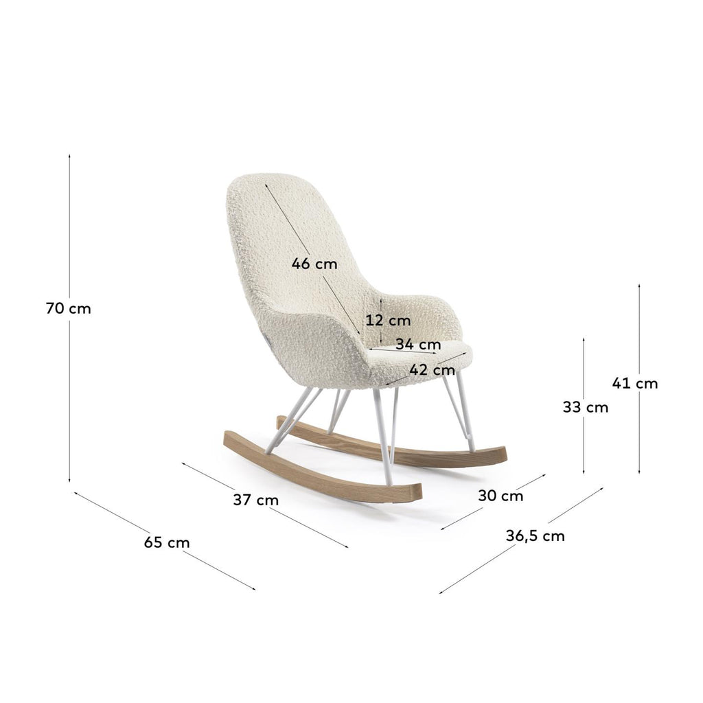 Joey children’s rocking chair in white bouclé