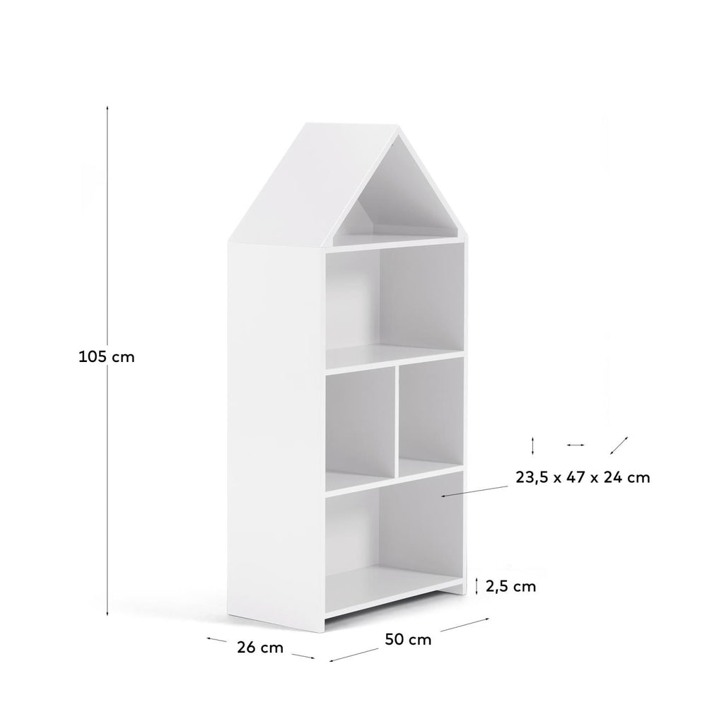 Celeste kids’ little house shelf unit in white MDF 50 x 105 cm