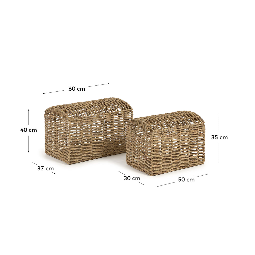 Xuliana set of 2 natural fibre trunks, with a natural finish