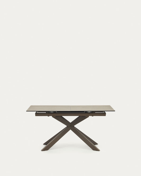 Atminda extendable table, porcelain and steel legs with a grey finish, 160 (210) x 90 cm