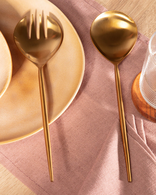 Lite 2-piece cutlery set for salad gold