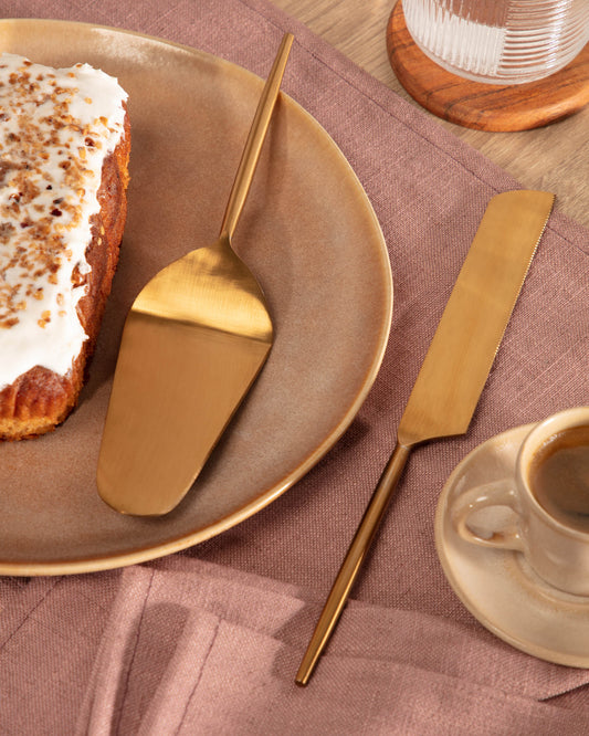 Lite 2-piece cutlery set for cake gold