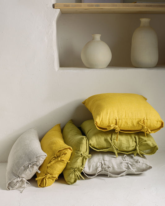Tazu 100% linen cushion cover in green 30 x 50 cm
