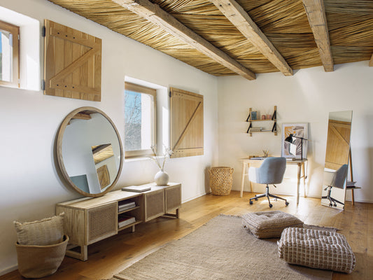 Rexit 3 door solid and veneer white cedarwood with rattan, 180 x 50 cm