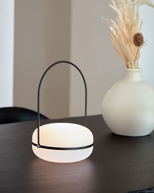 Tea table lamp in polythene and metal with black finish