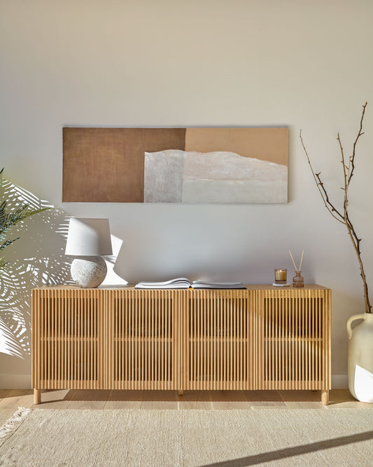 Beyla 4-door sideboard in solid oak wood and oak veneer 180 x 71.5cm FSC 100%