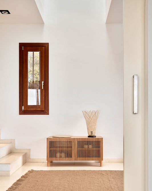 Beyla 2-door shoe rack in solid oak wood and oak veneer 98.5cm FSC 100%