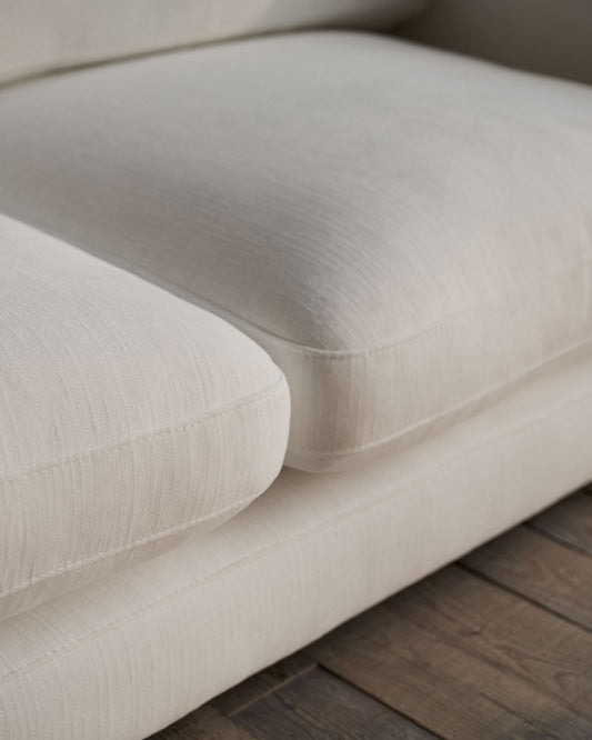 Gala 4-seater sofa with left chaise longue in beige chenille FSC Mix Credit 300cm