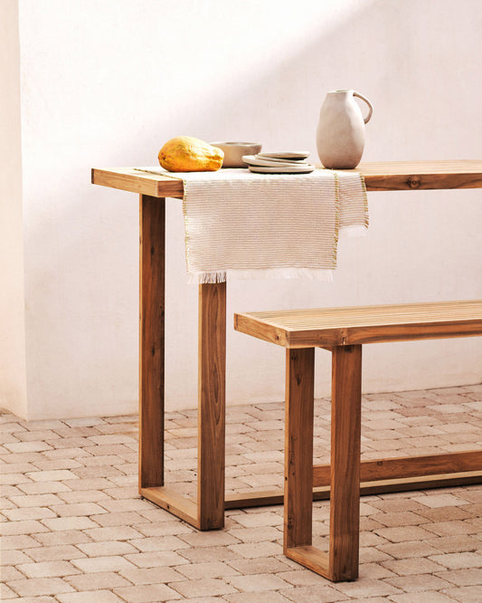 Canadell 100% outdoor bar table in solid recycled teak wood, 140 x 70 cm