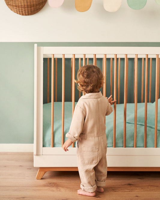 Maralis evolving cot made from solid beech wood with a white finish, 70 x 140 cm