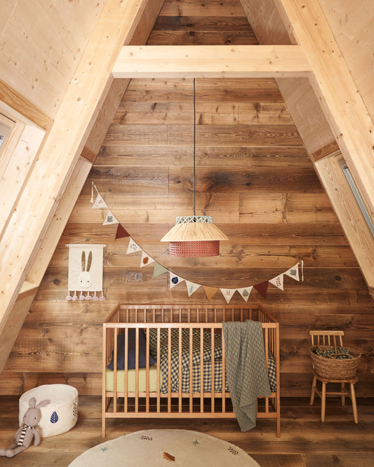 Shantal solid ash wood cot in natural finish, 60 x 120 cm