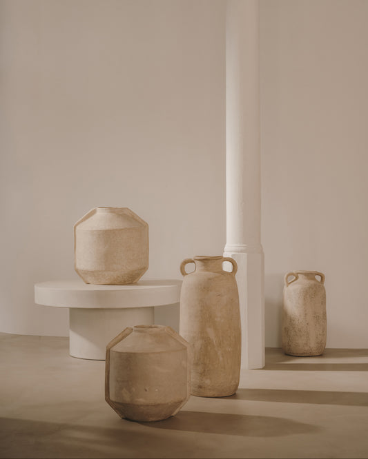 Meja beige papier-mâché vase 38 cm