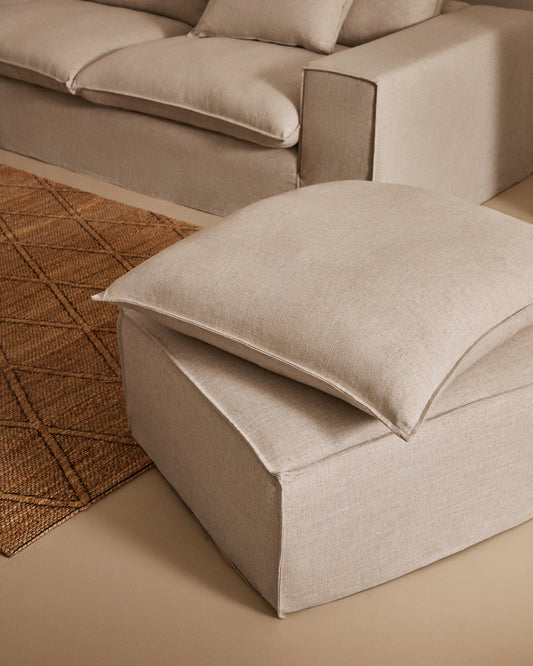 Anarela linen pouffe cover, 80 x 80 cm