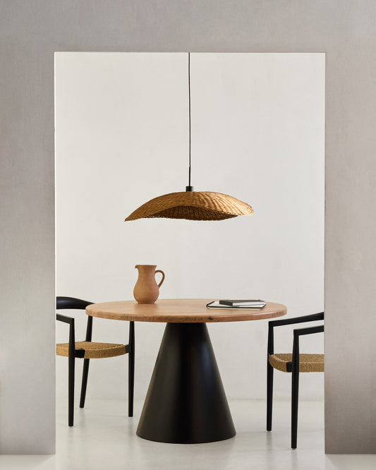 Wilshire round table in acacia solid wood and steel legs with black finish, Ø 120 cm