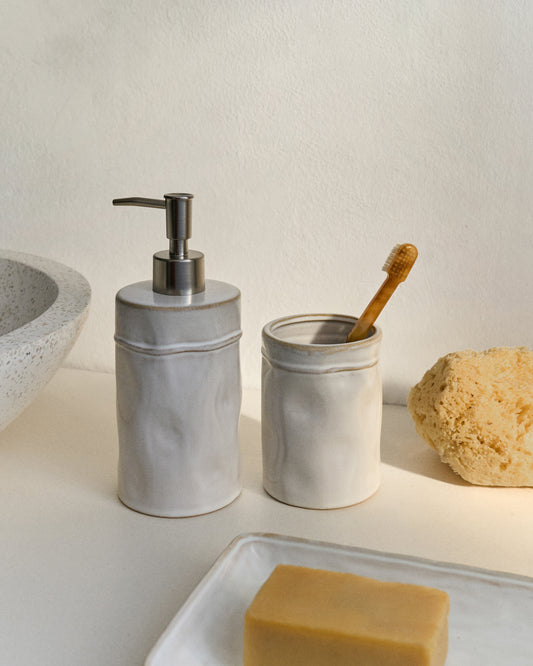 Savel Gray Stoneware Soap Dispenser