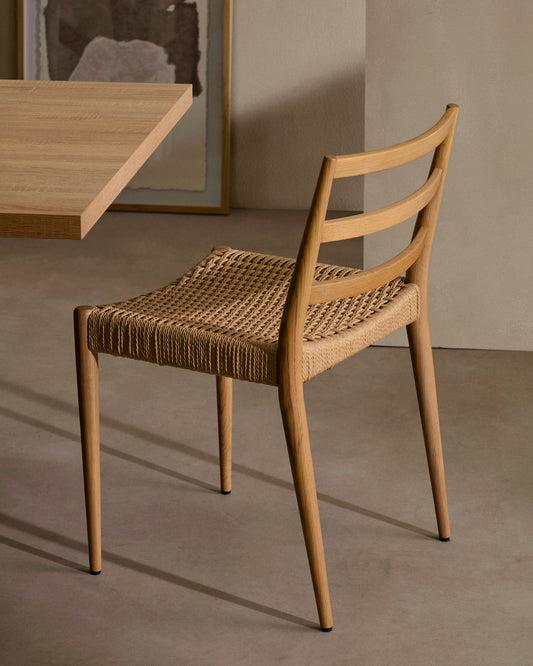 Analy chair in solid oak wood with natural finish and rope seat FSC Mix Credit